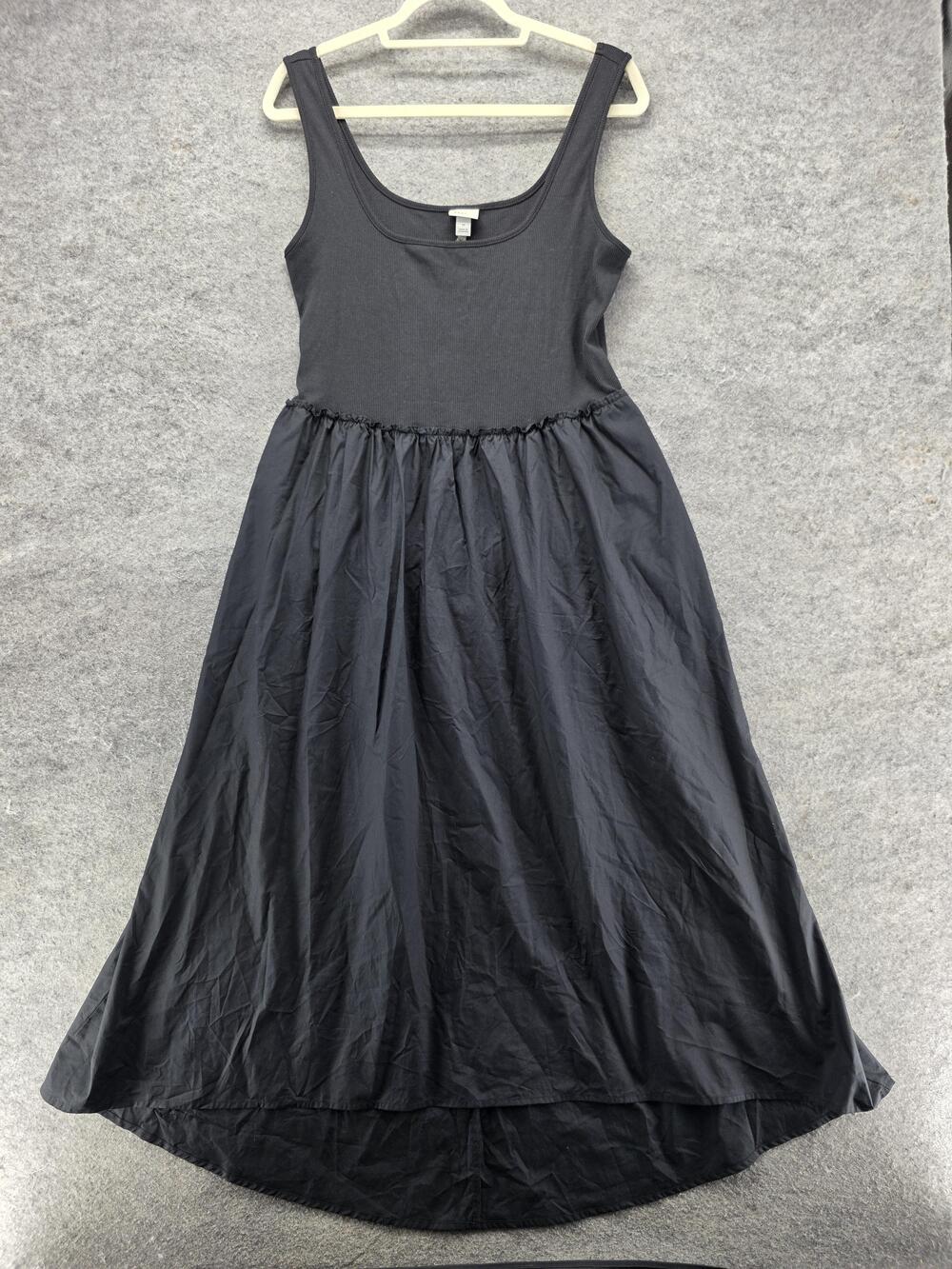A New Day Dress Womens M Black Long Maxi Fit & Flare Tank Scoop Neck Jersey